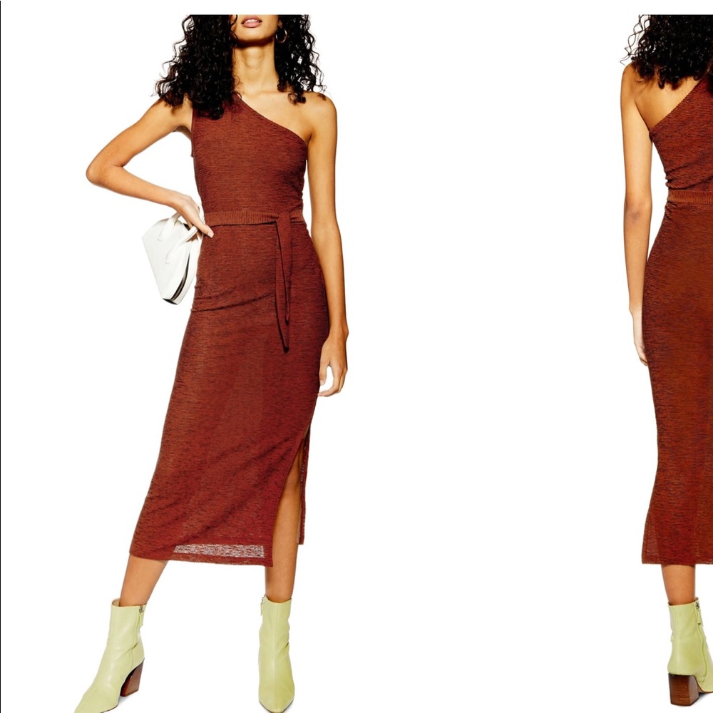 Topshop- Midi Dress -Texture Stripe - One Shoulder